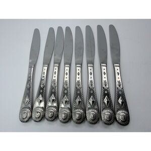 Wallace TAOS 18/10 Stainless Steel Flatware Dinner Knives Lot of 8 Southwest
